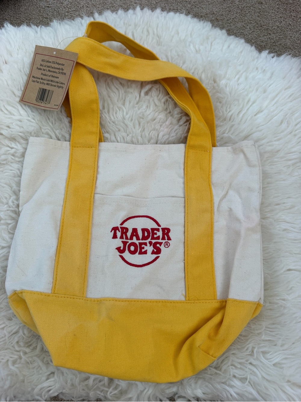 Trader Joe’s mini tote bag in yellow